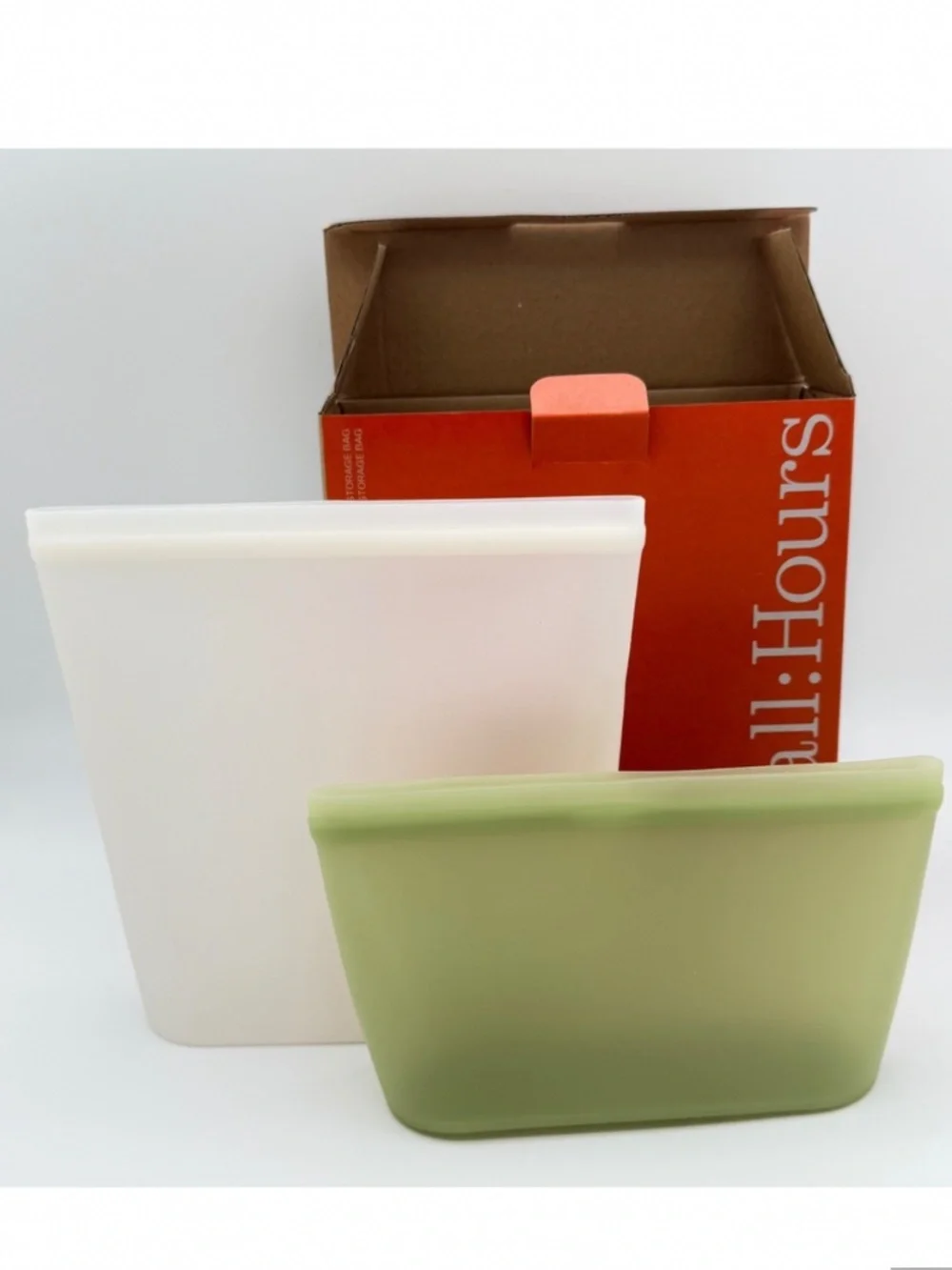 Reusable Silicone Food Storage Bags - Set of 2 Green/White by Small:Hours